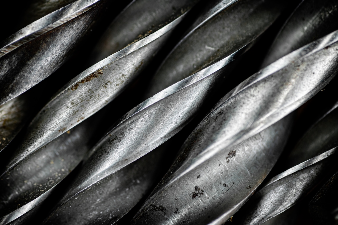 A bunch of drill bits. Macro background. High quality photo